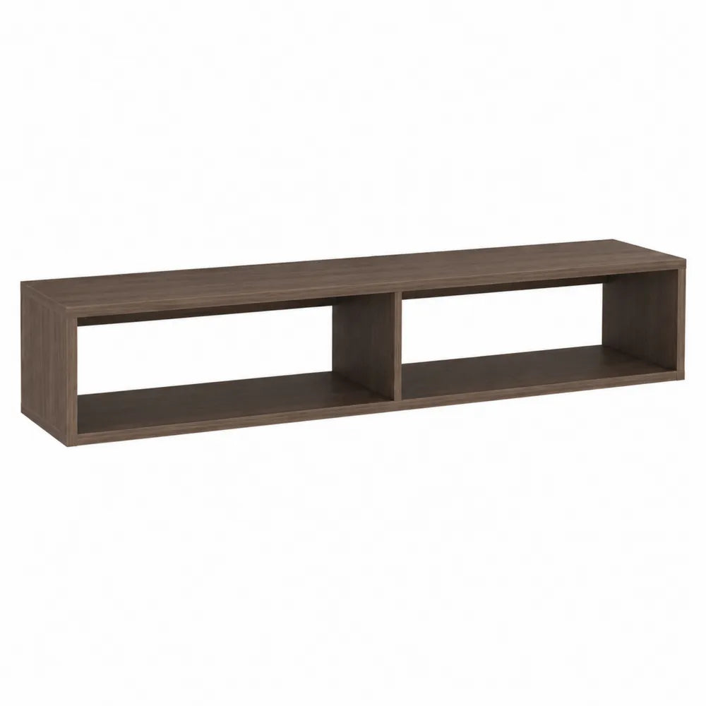 Mobile TV basso rettangolare in pannello truciolare melaminico marrone effetto legno con ripiani aperti 180 x 35 x 45 cm